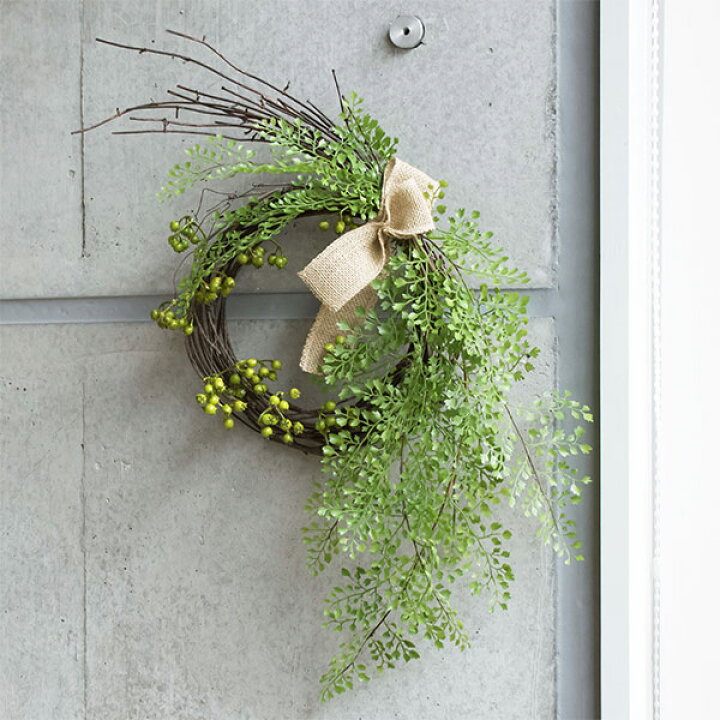 楽天市場 枚数限定100円offクーポン 送料無料 ポイント2倍 造花 スワッグ フェイクグリーン アジアンタム ベリー 玄関飾り アレンジメント 観葉植物 ナチュラル 壁掛け 人気 枝 リース インテリア Prgr 1187 Greenpark インテリアグリーン ディスプレイ プレゼント