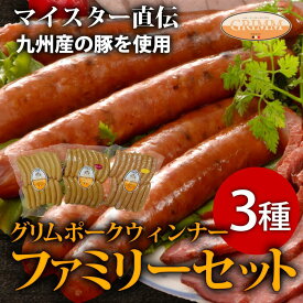 ウインナー ソーセージ 3種 ファミリーセット おつまみ BBQ キャンプ バーベキュー 荒挽き ソーセージ ウィンナー 手作り チーズ ペッパー スパイシー 豚肉 豚 おつまみ 保存料不使用 九州 プレゼント 贈り物 人気 送料無料 クリスマス 年末年始 帰省