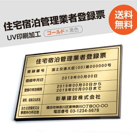 住宅宿泊管理業者登録票【ブロンズxゴールド】 W50cm×H35cm 選べる4書体 4枠 UV印刷 ゴールドステンレス仕樣 撥水加工 錆びない 看板 法定サイズクリア 宅地 建物 取引業者 金看板 宅建 標識 事務所用 jutaku-brz-gold