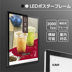 あす楽【再入荷】LEDポスターパネル A1 W630mm×H880mm薄型 シルバー 磁石式 光るポスターフレーム 電飾看板 バックライト ライトパネル 壁掛け ライティングボード 軽量 店舗看板 掲示 フォトフレーム LEDサイン【法人名義：代引可】mgl-30r-sv