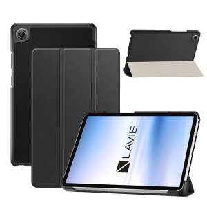 For LAVIE Tab T8 (T0855/KAS,TAB08/H05) �p �P�[�X �J�o�[ �ی�P�[�X 11�C���` �^�u���b�g���[�J�o�[ �I�[�g�X���[�v�@�\ �y�� ���^ �ϏՌ� �����h�~ �X�^���h�@�\ �p�x���� (�u���b�N)