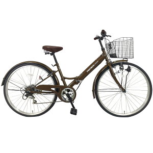 VILLAS CYCLE シティサイクル 折りたたみ自転車 26インチ 折り畳み シマノ 6段変速ギア ママチャリ シティバイク カゴ・カギ・ライト 付き プレゼント ヴィラスサイクル P-266