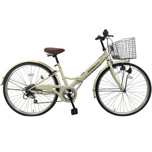 VILLAS CYCLE シティサイクル 折りたたみ自転車 26インチ 折り畳み シマノ 6段変速ギア ママチャリ シティバイク カゴ・カギ・ライト 付き プレゼント ヴィラスサイクル P-266