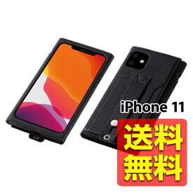 iPhone11 ケース カバー レザー clings（クリングス） Slim Hand Strap Case for iPhone 11 (ブラック)アイフォン アイフォーン アイホン11 DCS-IPC19MPUBK / Deff ディーフ 【送料無料】