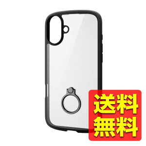 iPhone 16 Plus �P�[�X �n�C�u���b�h �Ռ��z�� �y�� ���^ �J���������Y�ی�݌v �X�g���b�v�z�[���t �����O�t �X�^���h�@�\�t �d�x5H TOUGH SLIM LITE �u���b�N PM-A24BTSLFCRBK / ELECOM �G���R�� �y��������
