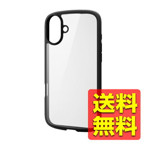 iPhone 16 Plus �P�[�X �n�C�u���b�h �Ռ��z�� �y�� ���^ �J��������ی� �X�g���b�v�z�[���t �d�x5H TOUGH SLIM LITE �u���b�N PM-A24BTSLFCBK / ELECOM �G���R�� �y���������z