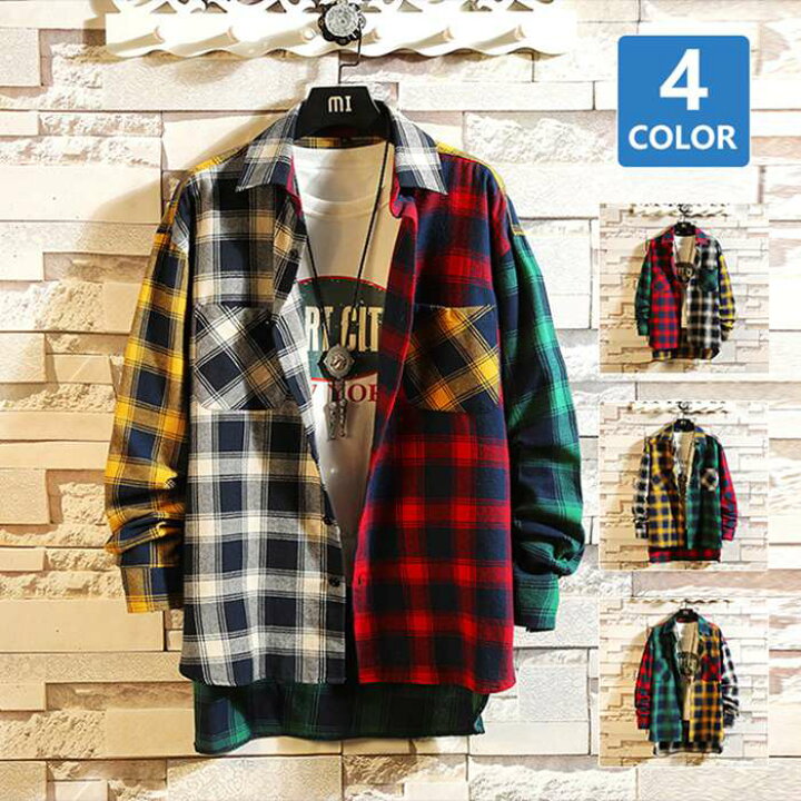 楽天市場】チェックシャツ メンズ 一部当日発送 長袖シャツ カジュアル  