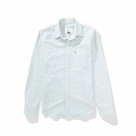 アメリカンイーグル AMERICAN EAGLE メンズ Men's スリムフィット 長袖 ストライプ オックスフォードボタンダウンシャツ ジェード