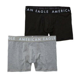 アメリカンイーグル AMERICAN EAGLE メンズ Men's ボクサーパンツ 下着 2枚セット AE 4.5 Classic Boxer Brief 2-Pack ブラック グレー