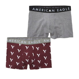 アメリカンイーグル AMERICAN EAGLE メンズ Men's ボクサーパンツ 下着 AEO Eagle 3" Classic Trunk Underwear 2-Pack 2枚 バーガンディ グレー