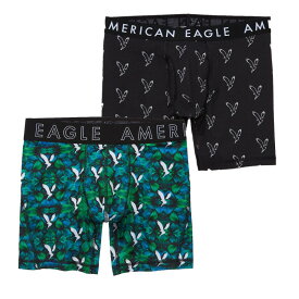 アメリカンイーグル AMERICAN EAGLE メンズ Men's ボクサーパンツ 下着 2枚セット AEO Eagle 6" Classic Boxer Brief 2-Pack ブラック グリーン