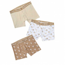 アメリカンイーグル AMERICAN EAGLE メンズ Men's ボクサーパンツ 下着 3枚セット AEO 4.5" Classic Boxer Brief 3-Pack 股下11.5cmモデル ライトベージュ ホワイト サンドベージュ