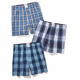 アメリカンイーグル AMERICAN EAGLE メンズ Men's トランクス 下着 3枚セット AEO Stretch Boxer Short 3-Pack ブルー系 チェック柄