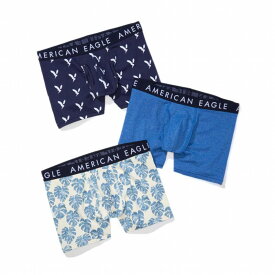 アメリカンイーグル AMERICAN EAGLE メンズ Men's ボクサーパンツ 下着 3枚セット AEO 4.5" Classic Boxer Brief 3-Pack 股下11.5cmモデル ネイビー ブルー ホワイト