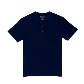 アメリカンイーグル AMERICAN EAGLE メンズ Men's 半袖 ヘンリーネック Tシャツ AE Short-Sleeve Henley Icon T-Shirt ワンポイント ネイビー Navy