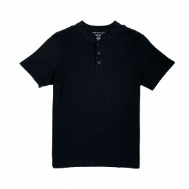 アメリカンイーグル AMERICAN EAGLE メンズ Men's 半袖 ヘンリーネック Tシャツ AE Short-Sleeve Henley Icon T-Shirt アイコン ワンポイント ブラック Black