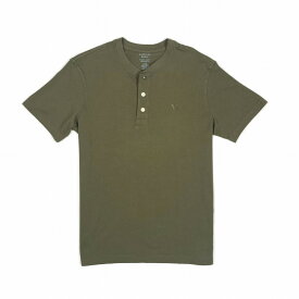 アメリカンイーグル AMERICAN EAGLE メンズ Men's 半袖 ヘンリーネック Tシャツ AE Short-Sleeve Henley Icon T-Shirt アイコン ワンポイント カモグリーン