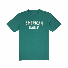 アメリカンイーグル AMERICAN EAGLE メンズ Men's 半袖 Tシャツ AE Super Soft Logo Graphic T-Shirt ロゴ アップリケ アルパイングリーン