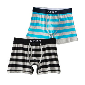 エアロポステール AEROPOSTALE メンズ Men's ボクサーパンツ 2枚セット Rugby Stripe Knit Boxer Briefs ブラック ライトブルー グレー