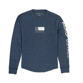 エアロポステール AEROPOSTALE メンズ Men's 長袖 Tシャツ ロンT Long Sleeve Box Logo Stretch Graphic Tee ネイビー Navy