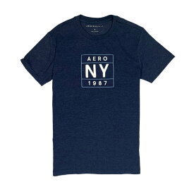 エアロポステール AEROPOSTALE メンズ Men's 半袖 Tシャツ Aero NY Square Logo Appliqu? Graphic Tee ネイビー