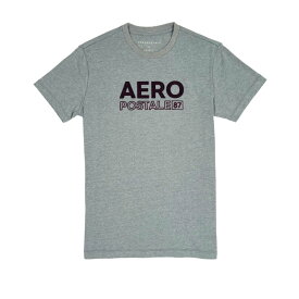 エアロポステール AEROPOSTALE メンズ Men's 半袖 Tシャツ Aero NY Square Logo Appliqu? Graphic Tee グレー