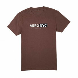エアロポステール AEROPOSTALE メンズ Men's 半袖 Tシャツ Aero NYC Box Logo Appliqu? Graphic Tee ブラウン Brown