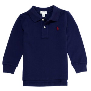 �����t���[���� RALPH LAUREN �x�r�[ �j�̎q ���� �|���V���c Cotton Mesh Long-Sleeve Polo �l�C�r�[ Newport Navy