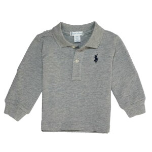 �����t���[���� RALPH LAUREN �x�r�[ �j�̎q ���� �|���V���c Cotton Mesh Long-Sleeve Polo �A���h�[�o�[ �w�U�[ Andover Heather