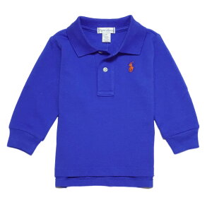 �����t���[���� RALPH LAUREN �x�r�[ �j�̎q ���� �|���V���c Cotton Mesh Long-Sleeve Polo �o�[�N���[ �u���[ Barclay Blue