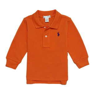�����t���[���� RALPH LAUREN �x�r�[ �j�̎q ���� �|���V���c Cotton Mesh Long-Sleeve Polo �x�b�h�t�H�[�h �I�����W Bedford Orange
