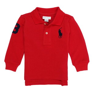 �����t���[���� RALPH LAUREN �x�r�[ �j�̎q ���� �|���V���c Cotton Mesh Long-Sleeve Polo �V�O�i�����b�h Signal Red