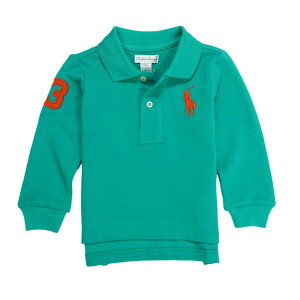 �����t���[���� RALPH LAUREN �x�r�[ �j�̎q ���� �|���V���c Cotton Mesh Long-Sleeve Polo �y���V�A�� �O���[�� Persian Green