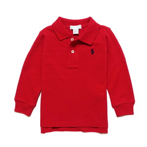 �����t���[���� RALPH LAUREN �x�r�[ �j�̎q ���� �|���V���c Cotton Mesh Long-Sleeve Polo ���b�h New Red