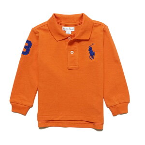 �����t���[���� RALPH LAUREN �x�r�[ �j�̎q ���� �|���V���c Big Pony Cotton Mesh Long-Sleeve Polo �I�����W Kona Orange
