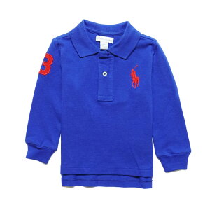 �����t���[���� RALPH LAUREN �x�r�[ �j�̎q ���� �|���V���c Big Pony Cotton Mesh Long-Sleeve Polo �u���[�n Sapphire