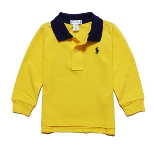 �����t���[���� RALPH LAUREN �x�r�[ �j�̎q ���� �|���V���c Cotton Mesh Long-Sleeve Polo �N���[�� �C�G���[ Chrome Yellow