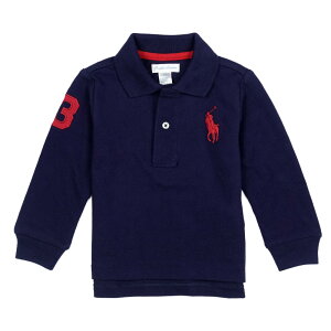 �����t���[���� RALPH LAUREN �x�r�[ �j�̎q ���� �|���V���c Big Pony Cotton Mesh Long-Sleeve Polo �l�C�r�[ French Navy
