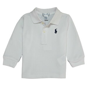 �����t���[���� RALPH LAUREN �x�r�[ �j�̎q ���� �|���V���c Cotton Mesh Long-Sleeve Polo �z���C�g White