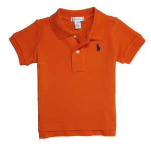 �����t���[���� RALPH LAUREN �x�r�[ �j�̎q ���� �|���V���c Cotton Mesh Polo Shirt �I�����W Bedford Orange