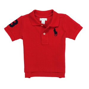 �����t���[���� RALPH LAUREN �x�r�[ �j�̎q ���� �|���V���c Cotton Mesh Polo Shirt �V�O�i�����b�h Signal Red