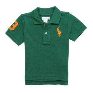 �����t���[���� RALPH LAUREN �x�r�[ �j�̎q ���� �|���V���c Cotton Mesh Polo Shirt �O���[�� �w�U�[ Green Heather