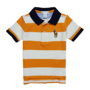 �����t���[���� RALPH LAUREN �x�r�[ �j�̎q ���� �|���V���c Striped Cotton Mesh Polo Shirt �I�����W Thai Orange