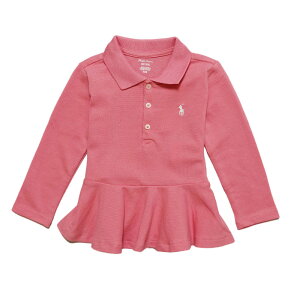 t[ RALPH LAUREN xr[ ̎q  |Vc Peplum Piqu? Polo Shirt h`F sN Dolce Pink