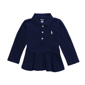 ラルフローレン RALPH LAUREN ベビー 女の子 長袖 ポロシャツ Peplum Piqu? Polo Shirt フレンチ ネイビー French Navy