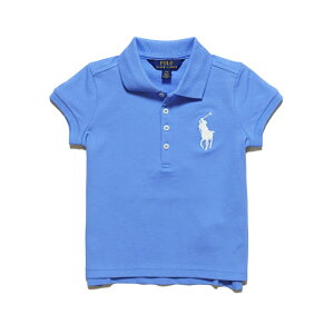 �|�� �����t���[���� POLO RALPH LAUREN �K�[���Y Girls ���� �|���V���c Big Pony Stretch Mesh Polo �n�[�o�[ �A�C�����h �u���[ Harbor Island Blue