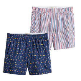 ジェイクルー J.Crew メンズ Men's トランクス 下着 2枚セット Woven Boxers ネイビー レッド ブルー ストライプ