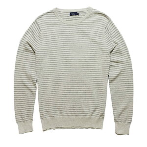 WFCN[ J.Crew Mens Y Z[^[ Harbor Cotton Stripe Crewneck Sweater wU[ _Xg Heather Dust