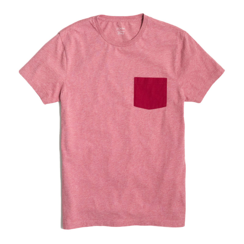 USサイズ 85％以上節約 S M L XL XXL 大きいサイズ 豪奢な Big Size ジェイクルー Red J.Crew 半袖Tシャツ Heather ヘザーレッドベリー -Pocket Tee Contrast Berry Slim