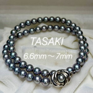 TASAKI �^�T�L �c��@�p�[���l�b�N���X 6.6�`7mm �V���o�[�u���[ �W���s���N�@�{�^��@�V���o�[����